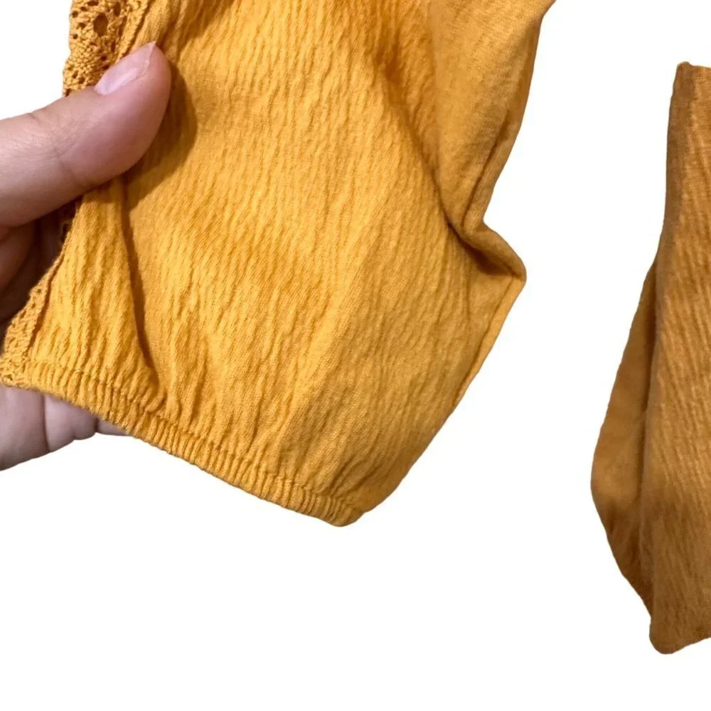 3/$30 NWT OshKosh B'gosh Mustard Tie-Up Shirt w/ Lace Detail‎ - Girls Size 12